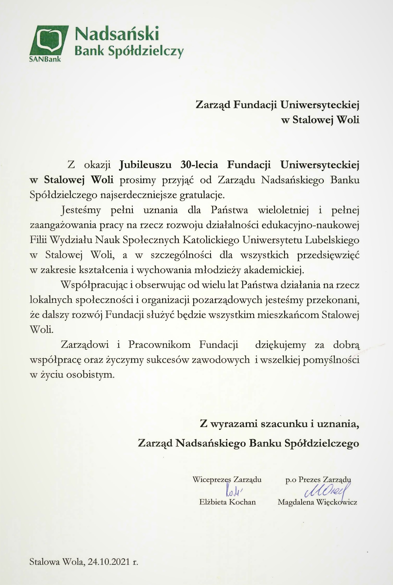 Sanbank gratulacje
