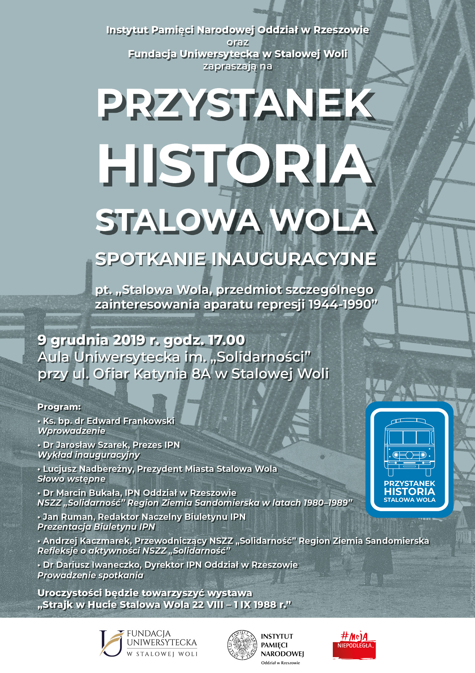 Plakat A2 Przystanek Stalowa Wola Inaugracja 9 12 2019 grudnia W2